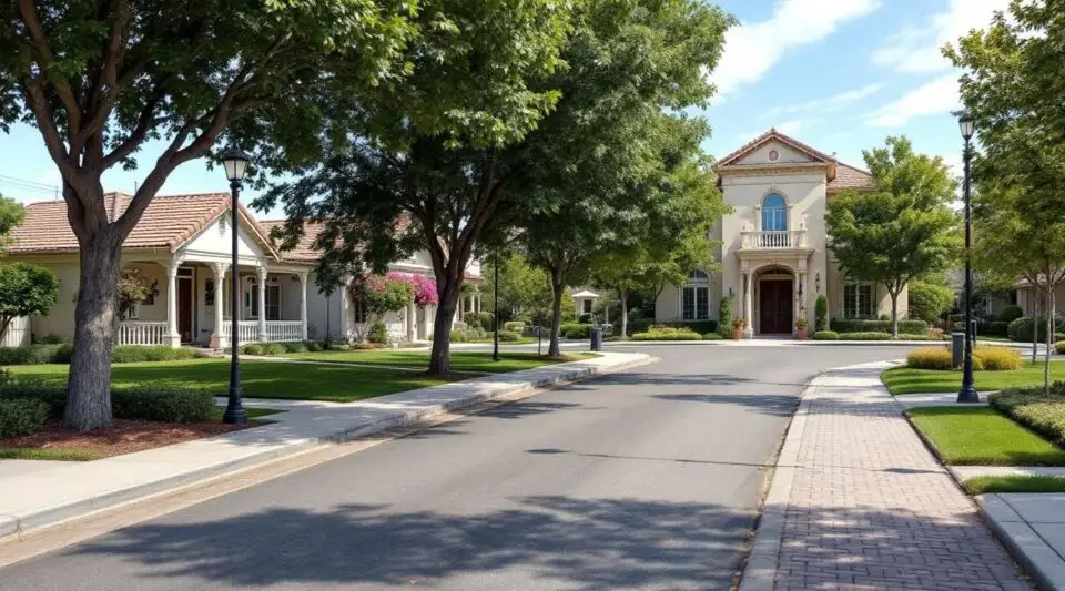 A professional restoration van parked on a clean Eastvale residential street lined with modern stucco-clad tract homes.