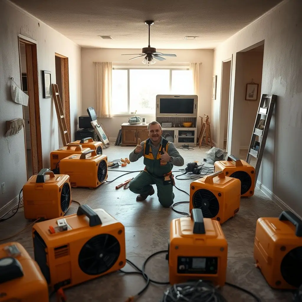 A technician using a thermal imaging camera to detect hidden moisture behind a stucco wall in an Eastvale home.